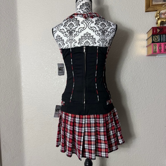 Tripp NYC Red and Black Plaid Corset and Skirt set - Picture 4 of 6